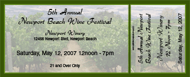 Wine Festival Vineyard Medium Souvenir Ticket