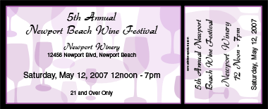Wine Festival Wine Glasses Medium Souvenir Ticket