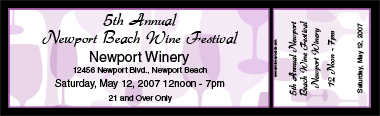 Wine Festival Wine Glasses Souvenir Ticket