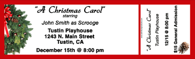 Christmas Wreath Full Color Ticket with Text
