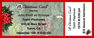 Christmas Wreath Medium Full Color Ticket with Text