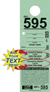 5-part Custom Parking Hang Tag with Text Only