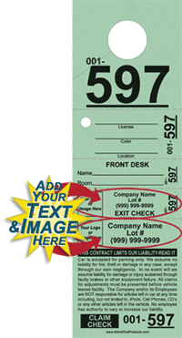 5-part Custom Parking Hang Tag Ticket with Logo and Text