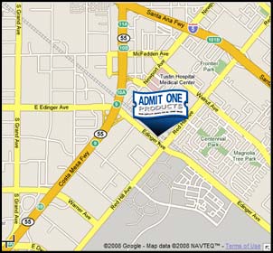 Click to view an editable map of Admit One Products corporate location