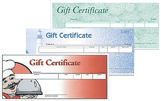 Full Color Gift Certificates