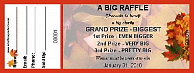 Autumn Leaves Full Color Raffle Ticket with Text