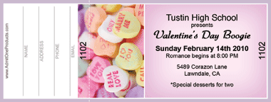 Valentine Candy Box Full Color Raffle Ticket with Text