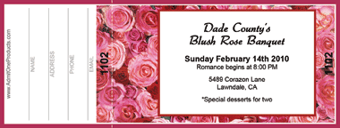 Bed of Roses Full Color Raffle Ticket with Text