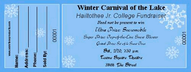 Winter Snowflakes Full Color Raffle Ticket with Text