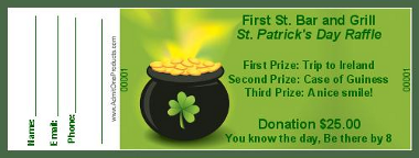 Pot of Gold Full Color Raffle Ticket with Text