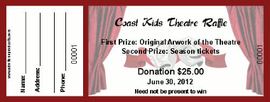 Theater Masks Full Color Raffle Ticket with Text