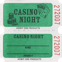 Extra Lite Casino Night Roll Tickets with Stub