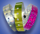 Our unique stock and custom Glitter & Metallic wristbands add a little bling and a touch of class to your event.