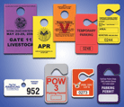 We offer a large assortment of both stock and custom parking hang tag styles in paper or plastic.