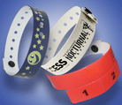 For extra durability and water resistance, try our stock and custom vinyl wristbands.