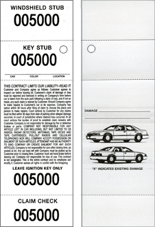 4 Part Valet Tickets