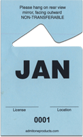 2-3/4" x 4-1/2" Stock Paper Monthly Parking Hang Tags-January