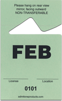 2-3/4" x 4-1/2" Stock Paper Monthly Parking Hang Tags-February