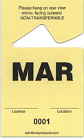 2-3/4" x 4-1/2" Stock Paper Monthly Parking Hang Tags-March