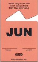 2-3/4" x 4-1/2" Stock Paper Monthly Parking Hang Tags-June