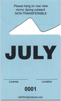 2-3/4" x 4-1/2" Stock Paper Monthly Parking Hang Tags-July