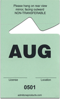 2-3/4" x 4-1/2" Stock Paper Monthly Parking Hang Tags-August