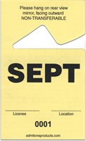 2-3/4" x 4-1/2" Stock Paper Monthly Parking Hang Tags-September