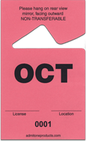 2-3/4" x 4-1/2" Stock Paper Monthly Parking Hang Tags-October