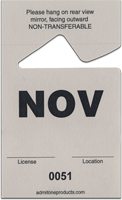 2-3/4" x 4-1/2" Stock Paper Monthly Parking Hang Tags-November