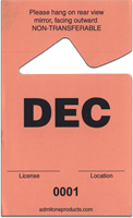 2-3/4" x 4-1/2" Stock Paper Monthly Parking Hang Tags-December