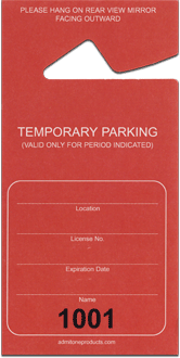 3.5"x7" Paper Parking Hang Tags-Temporary