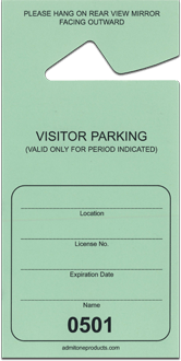 3-1/2" x 7" Paper Parking Hang Tags - Visitor