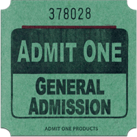 2" x 2" Admit One-General Admission Billboard Roll Tickets