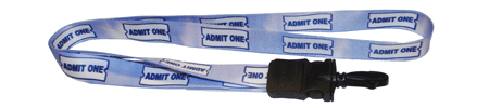 Admit One 3/4" Recycled Dye-Sublimated Sky Lanyards w/ Hook