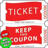 Extra Lite 2" x 2" Roll Tickets with Stub