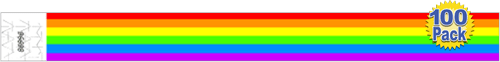 1" Premium Rainbow Pattern Wristbands 100 Pack