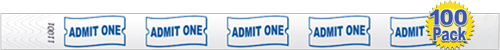 3/4" ADMIT ONE Tyvek Wristbands 100 Pack