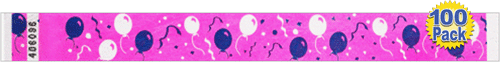 1" Premium Balloons Tyvek Wristbands 100 Pack