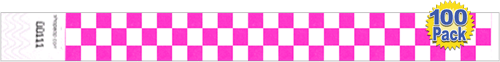 1" Checker Tyvek Wristbands 100 Pack