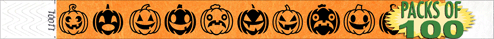 3/4" Halloween Jack O'Lantern Tyvek Wristbands 100 Pack
