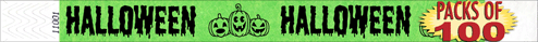 3/4" Halloween Pumpkin Tyvek Wristbands 100 Pack