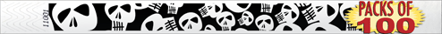 3/4" Halloween Skull Tyvek Wristbands 100 Pack