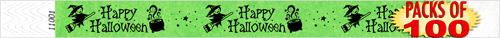 3/4" Happy Halloween Tyvek Wristbands 100 Packs