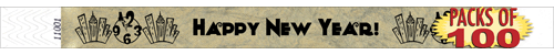3/4" New Year's City Skyline Tyvek Wristbands 100 Pack