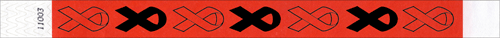 3/4" Printed Red Ribbon Tyvek Wristbands