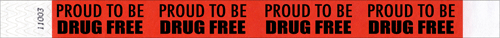 3/4" Proud to Be Drug Free Tyvek Wristbands