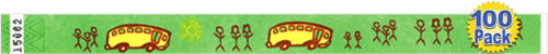 3/4" Premium School Bus Tyvek Wristbands 100 Pack