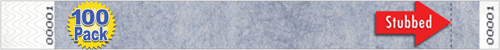 1" Solid Tyvek Wristbands with Stub 100 Pack