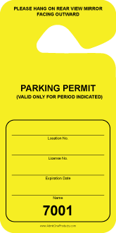 3-1/2&quot; x 7&quot; Paper Parking Hang Tags-Parking Permit