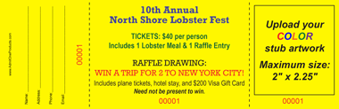 3-Part Jumbo Budget Color Raffle Ticket with Stub Upload